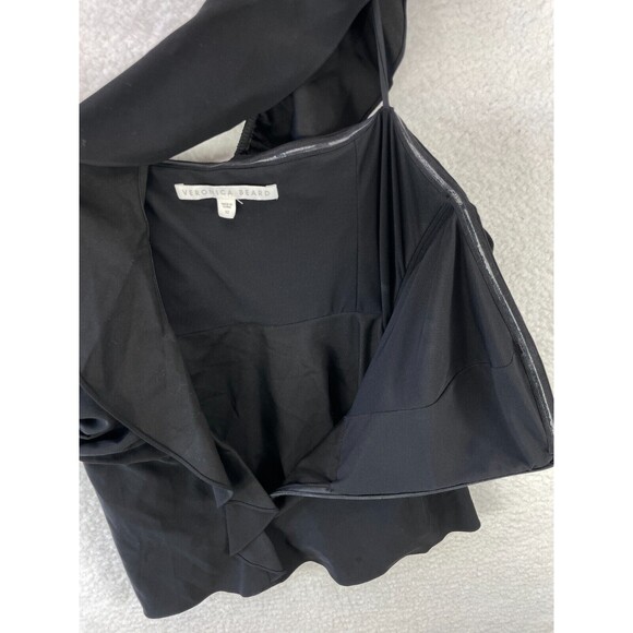 Veronica Beard One Shoulder Top Womens 10 Black Draped Ruffle Cocktail Party - Picture 7 of 9